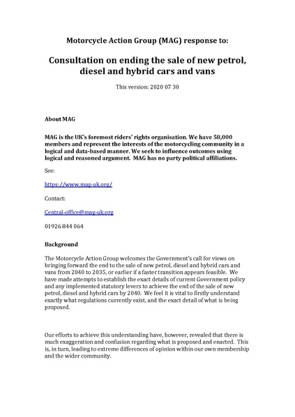 File:MAG Response to consultation on ending the sale of new petrol, diesel and hybrid cars and vans 2020 07 31.pdf